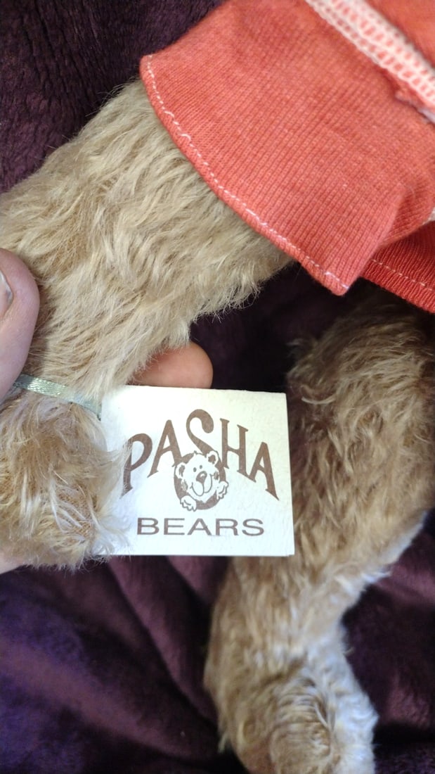 Pasha Bears Tan Teddy Bear Plush With Coral Bee Shirt Sharon Lederer - 5
