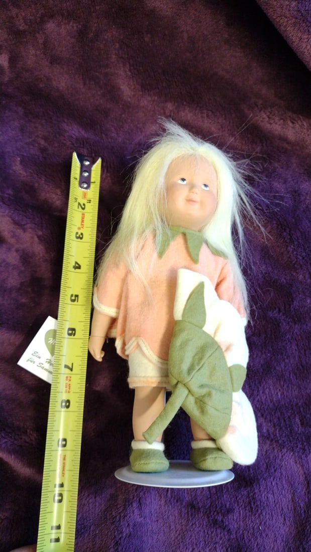 Sonneberger Bltenelise Blonde Flower Fairy Doll With Plush Flower Stand - 8