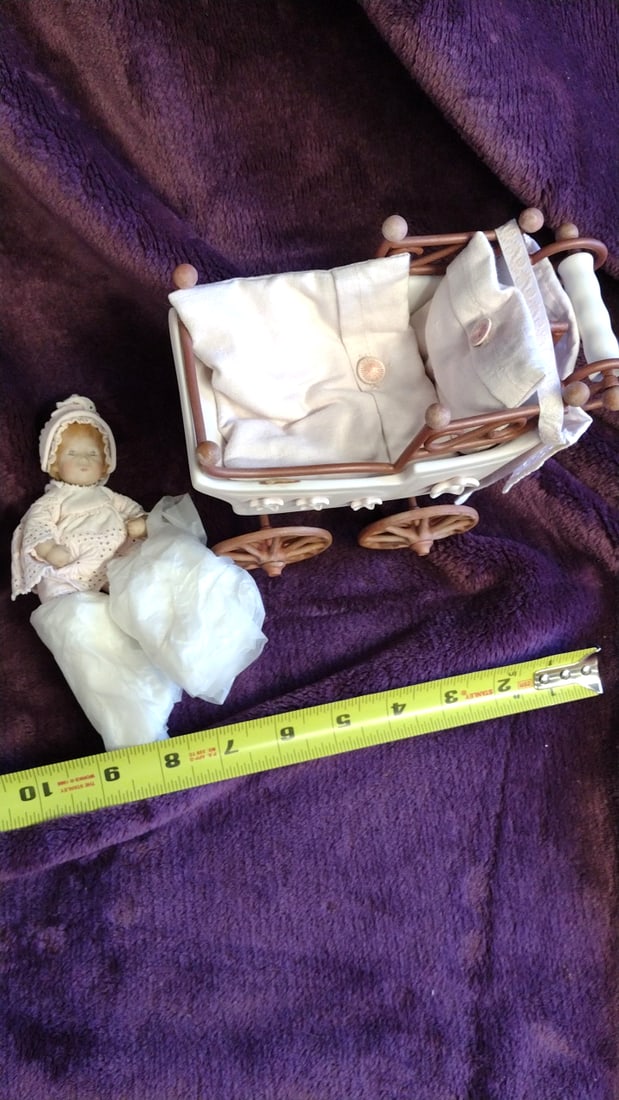 Annette Himstedt Porcelain Baby And Carriage - 7