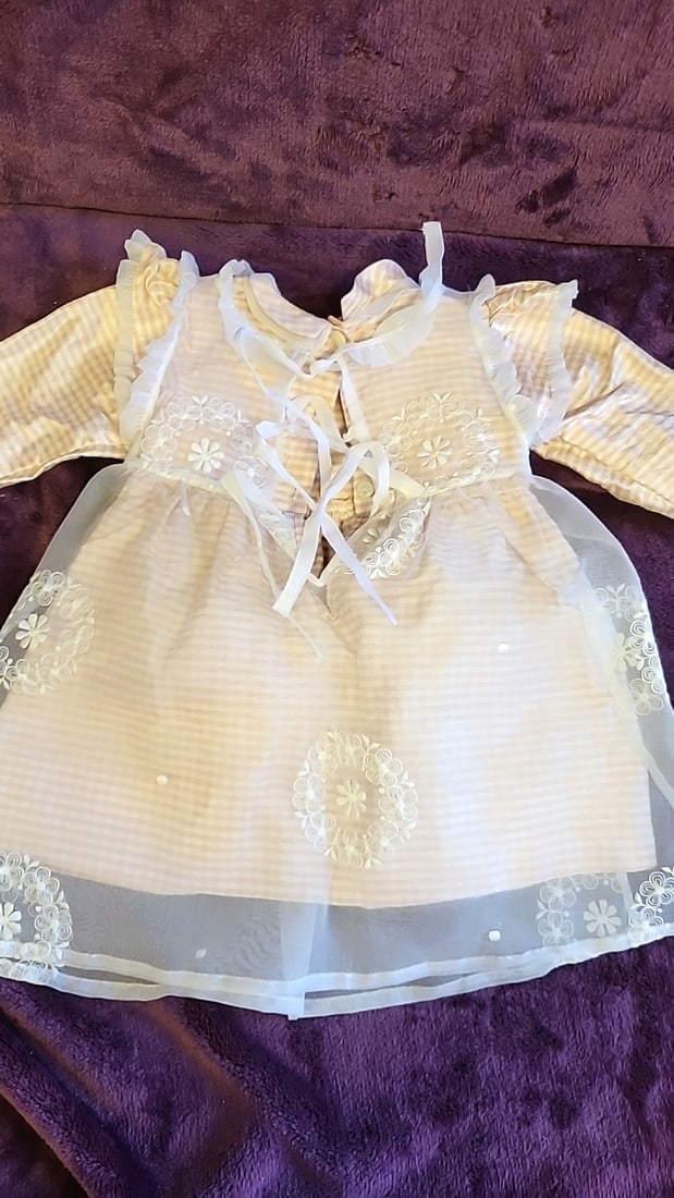 Annette Himstedt Doll Outfit Pink Gingham Dress Bloomers Black Maryjane Shoes - 3