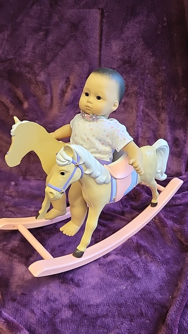 American Girl Bitty Baby Doll With Pink Rocking Horse: 21x8x17 5lb we have gained a lot of experience shipping dolls from our previous auction. We offer in-house shipping. The shipping price shown in the listing is the liveshipping service by