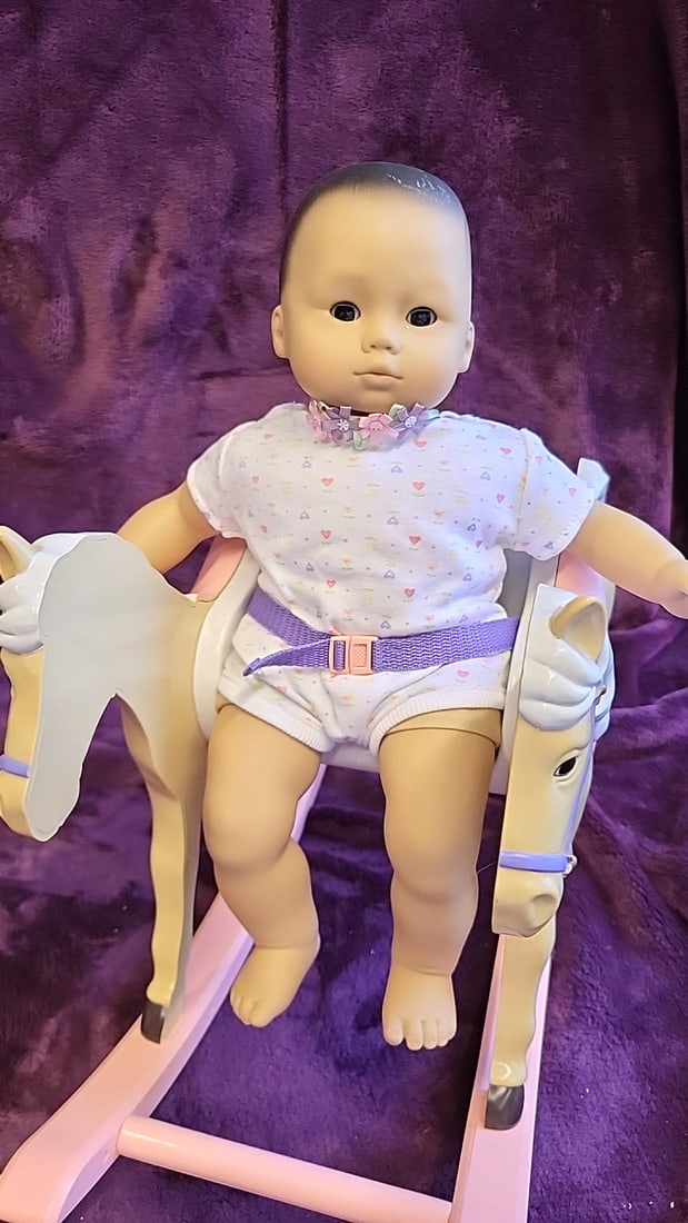 American Girl Bitty Baby Doll With Pink Rocking Horse - 4