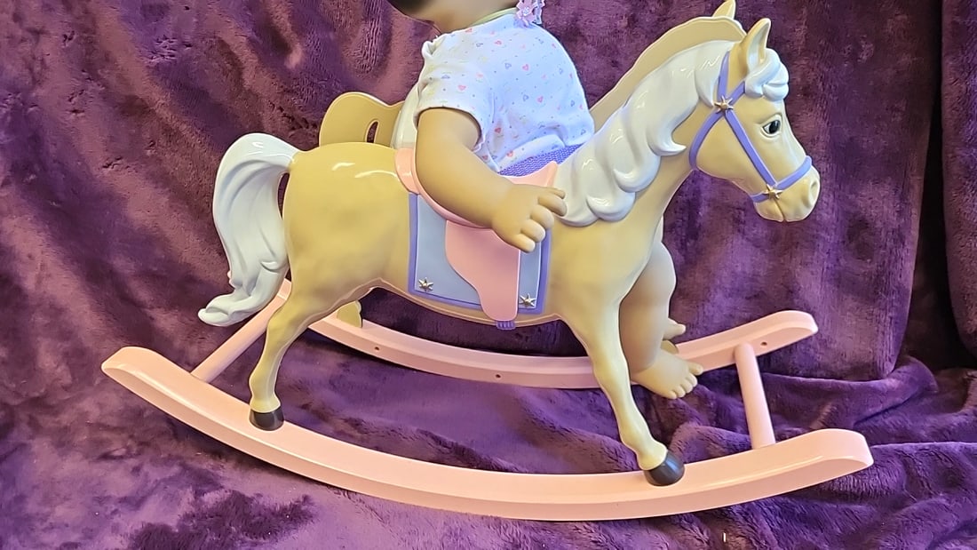 American Girl Bitty Baby Doll With Pink Rocking Horse - 5