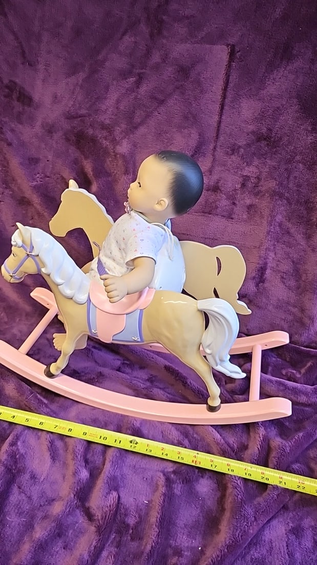 American Girl Bitty Baby Doll With Pink Rocking Horse - 8