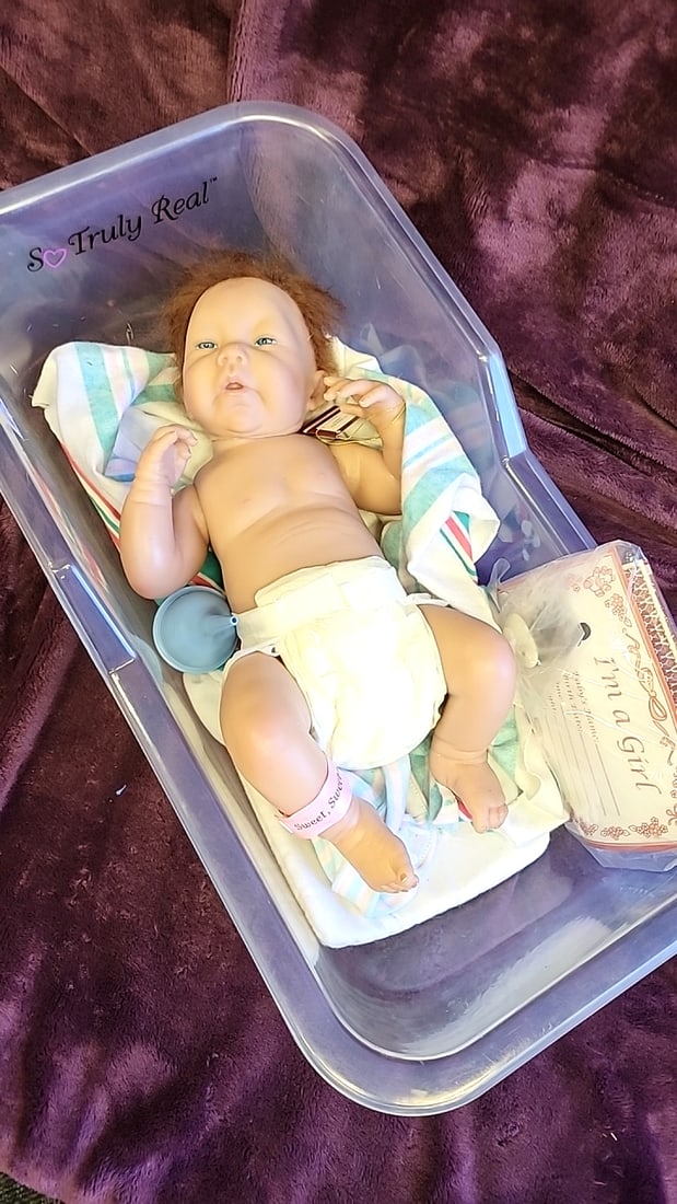 So Truly Real Sweet, Sweet Baby Girl Doll With Clear Plastic Bassinet: 22x12x7 5lb we have gained a lot of experience shipping dolls from our previous auction. We offer in-house shipping. The shipping price shown in the listing is the liveshipping service by