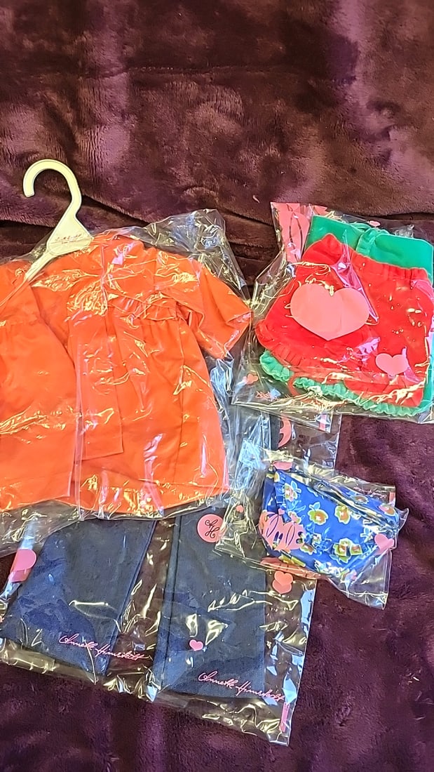 Annette Himstedt Doll Clothing Lot Orange Jacket Denim Pants Shorts Floral Bag: 12x12x2 3lb we have gained a lot of experience shipping dolls from our previous auction. We offer in-house shipping. The shipping price shown in the listing is the liveshipping service by liveauctione
