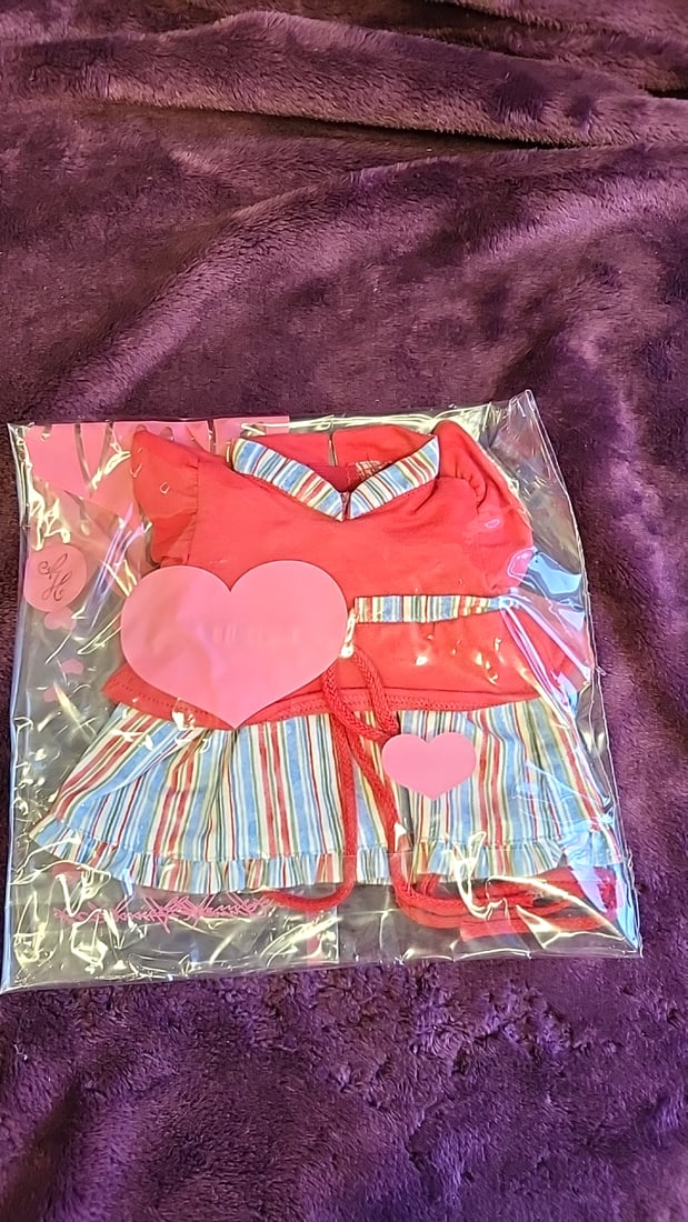 Lot Of 4 Annette Himstedt Doll Clothing Sets With Hangers Red Raincoat Polka Dot Outfit Green Hoo... - 4