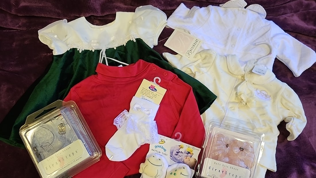Infant Clothing Lot: Garanimals 24m Top, Newborn Outfits, Goldbug Socks & First Steps Shoes: 12x12x2 3lb we have gained a lot of experience shipping dolls from our previous auction. We offer in-house shipping. The shipping price shown in the listing is the liveshipping service by