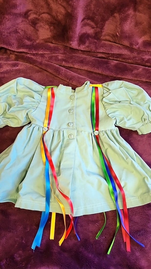 Annette Himstedt Doll Clothing Lot Mint Green Ribbon Dress Leggings Orange Outfit - 4