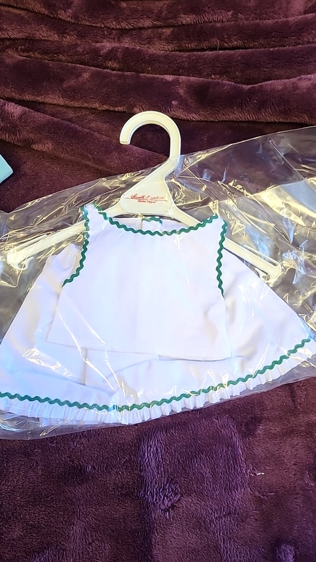 Annette Himstedt Doll Clothing Lot Mint Green Ribbon Dress Leggings Orange Outfit - 7