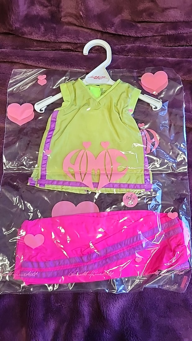 Annette Himstedt Doll Clothes Outfit Lot Pink Green Red Leopard Print - 3
