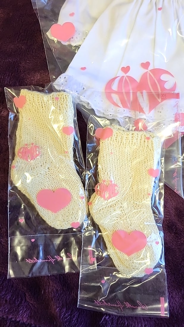 Annette Himstedt Clothing Lot Knit Socks, White Skirts, Red Vest, Gray Outfit Pieces - 4