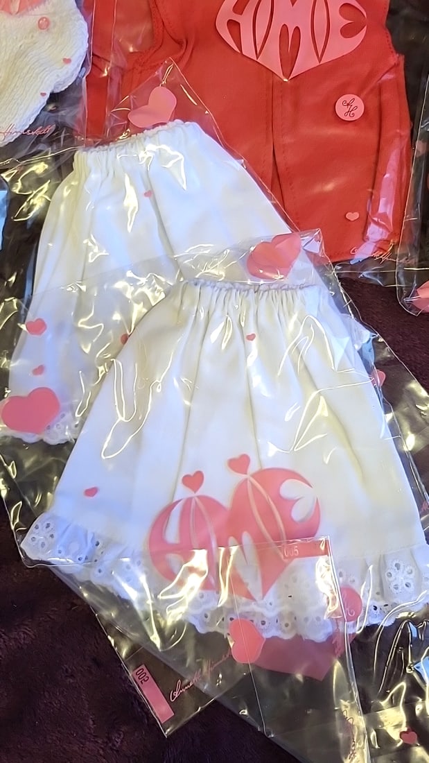 Annette Himstedt Clothing Lot Knit Socks, White Skirts, Red Vest, Gray Outfit Pieces - 5