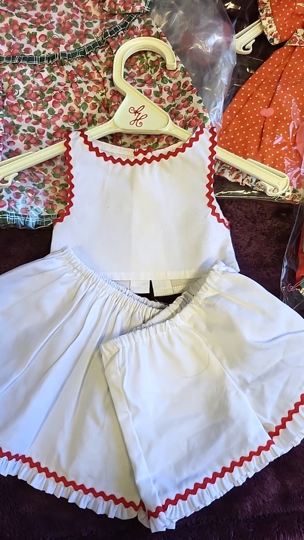 Annette Himstedt Doll Clothes Lot Floral Dress White Shorts Set Orange Dress Socks - 4