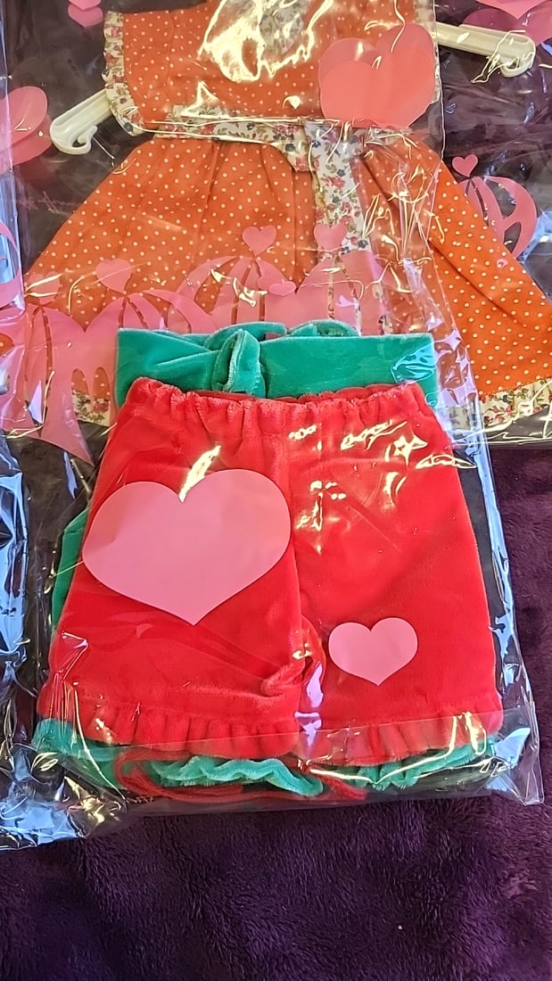 Annette Himstedt Doll Clothes Lot Floral Dress White Shorts Set Orange Dress Socks - 7