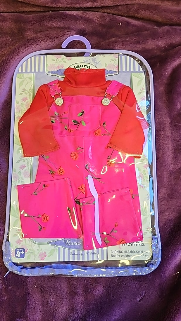 Laura Ashley Fashions For 18" Dolls Clothing Outfit Sets Lot Of 3 Pink Floral & Knit - 8
