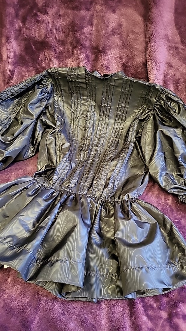 Victorian Style Costume Lot Black Moire Puff Sleeve Peplum Top, Fredericks Of Hollywood White Lac... - 2
