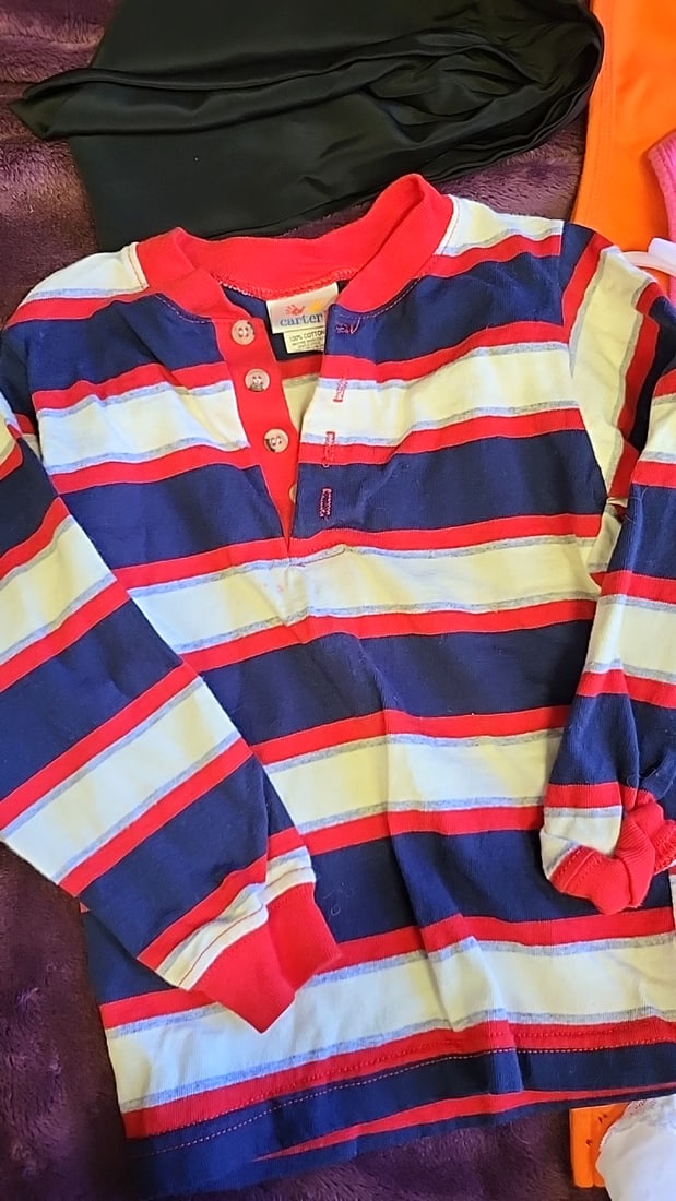 Mixed Clothing Lot Carters Striped Polo, Nordstrom Orange Tank, Crew Pink Tank, Lace Cami, Black ... - 2