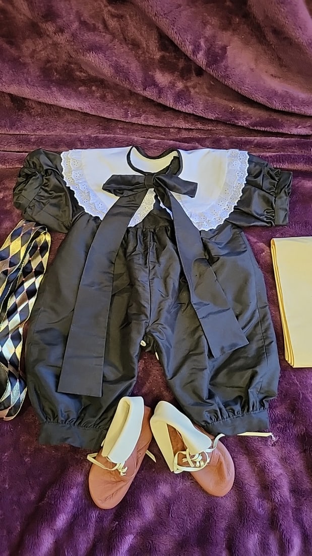 Joyce Nicholson Baby Black Satin Romper With White Eyelet Lace Collar And Bow Brown Boots: 12x12x2 3lb we have gained a lot of experience shipping dolls from our previous auction. We offer in-house shipping. The shipping price shown in the listing is the liveshipping service by