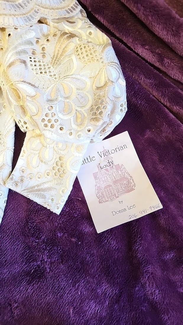Little Victorian Lady By Donna Lee 26-28" Ivory Embroidered Cotton Doll Dress Hat Pantaloons - 3
