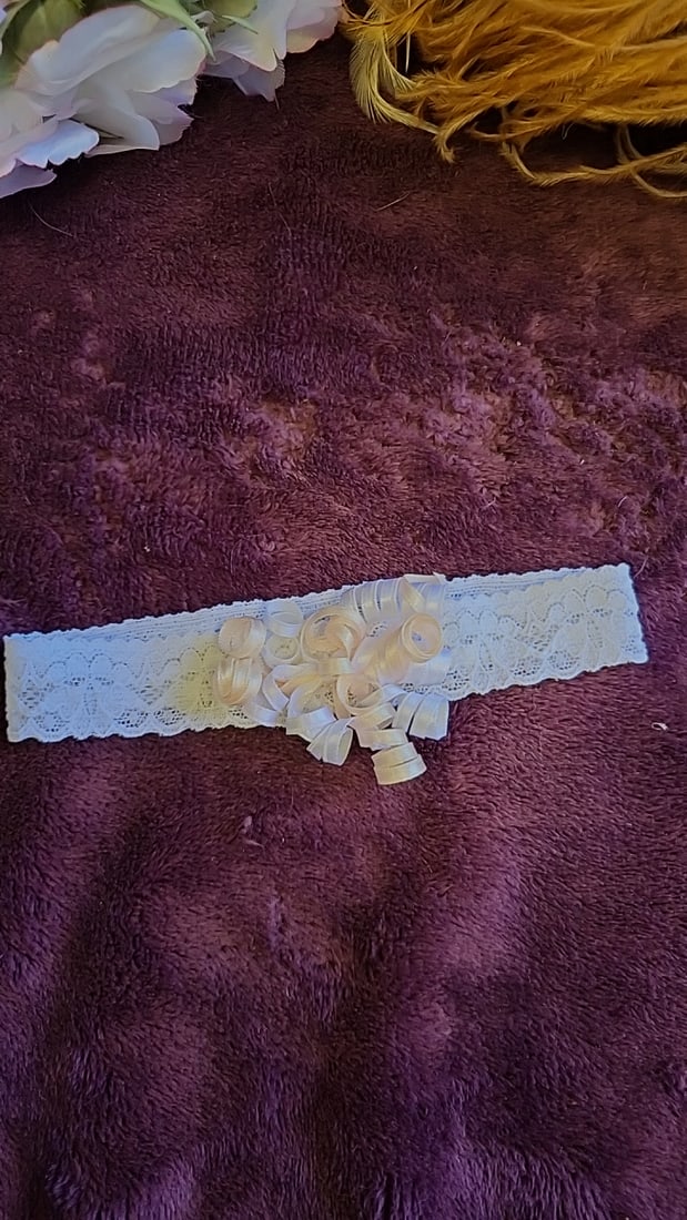 Vintage Baby Bonnet Hat Accessories Lot Floral Straw Hat Feather Lace Headband - 2
