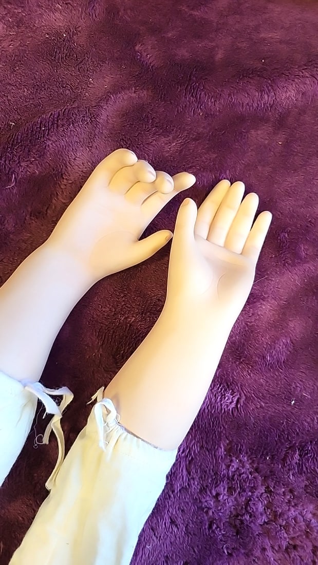 Pair Of Porcelain Doll Arms And Hands With Cloth Sleeves - 2