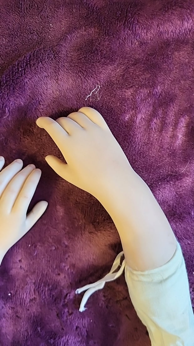Pair Of Porcelain Doll Arms And Hands With Cloth Sleeves - 5