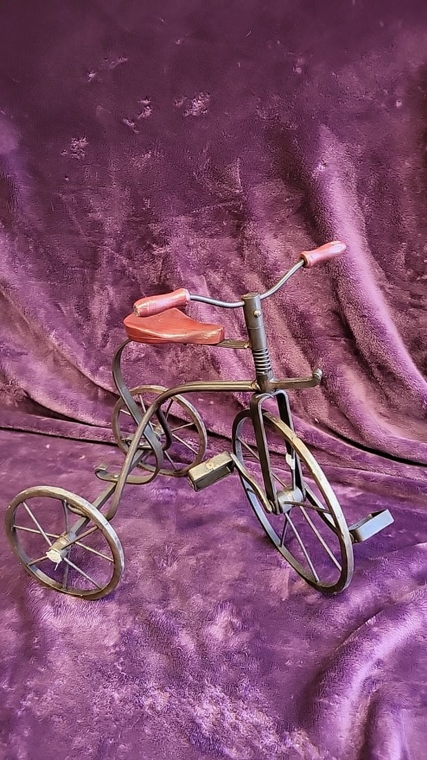 Decorative Metal Tricycle Bicycle Sculpture With Wood Seat And Handles, Made In The Philippines: 18x15x11 5lb we have gained a lot of experience shipping dolls from our previous auction. We offer in-house shipping. The shipping price shown in the listing is the liveshipping service by