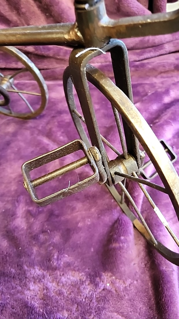 Decorative Metal Tricycle Bicycle Sculpture With Wood Seat And Handles, Made In The Philippines - 3