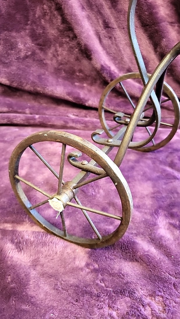 Decorative Metal Tricycle Bicycle Sculpture With Wood Seat And Handles, Made In The Philippines - 4