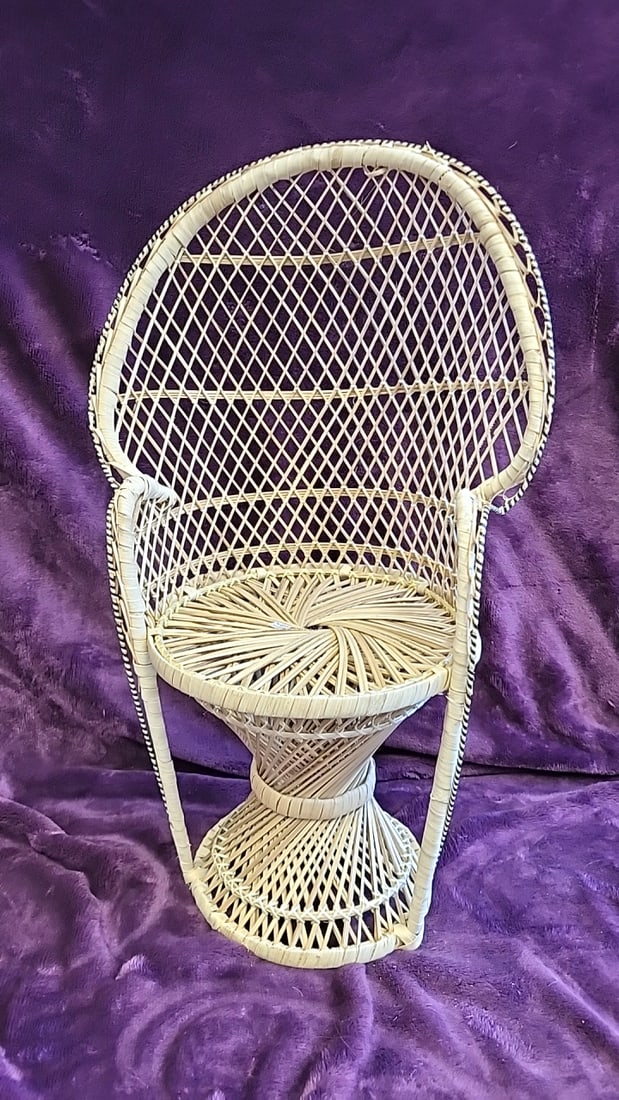 Set Of 3 Handmade Philippines Rattan Wicker Peacock Doll Chairs - 2