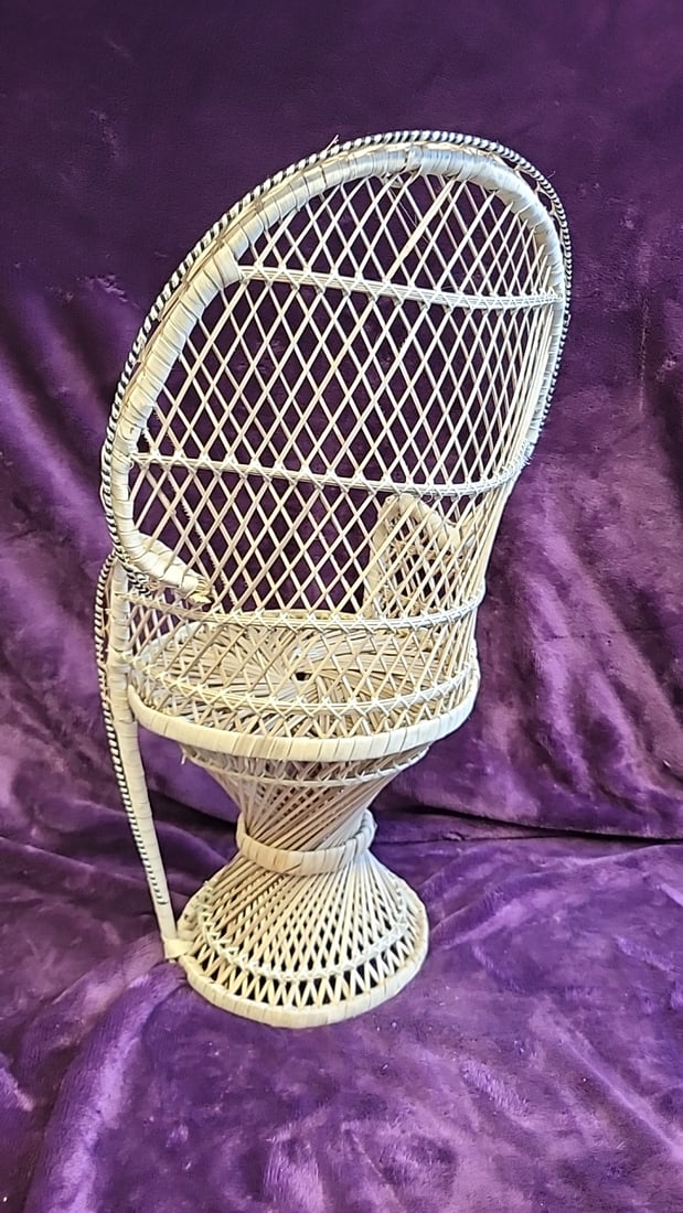 Set Of 3 Handmade Philippines Rattan Wicker Peacock Doll Chairs - 4