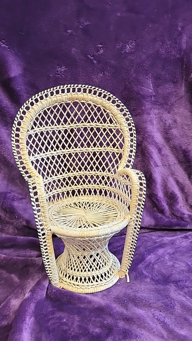 Set Of 3 Handmade Philippines Rattan Wicker Peacock Doll Chairs - 5