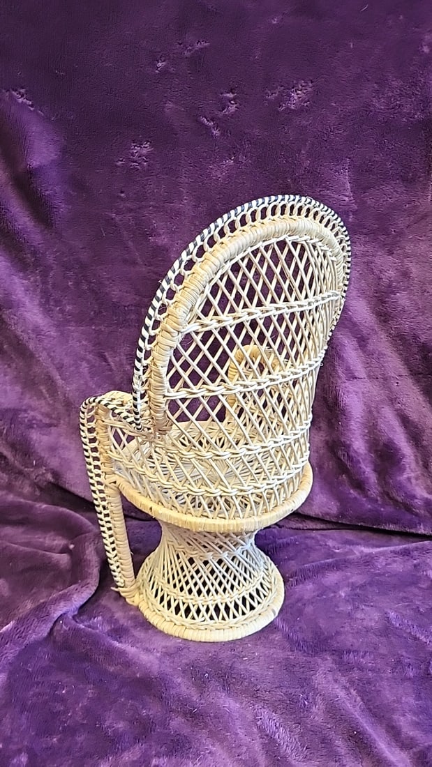 Set Of 3 Handmade Philippines Rattan Wicker Peacock Doll Chairs - 6