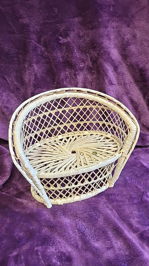 Set Of 3 Handmade Philippines Rattan Wicker Peacock Doll Chairs - 7