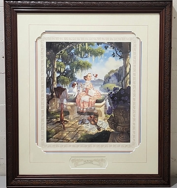 The Greenwich Workshop Scott Gustafson Little Miss Muffet Signed Limited Edition Framed Print: 27. 5x31x1 5lb attention – shipping artwork is very expensive. The shipping price shown in the listing is the liveshipping service by liveauctioneers. We offer our own in-house shipping as well