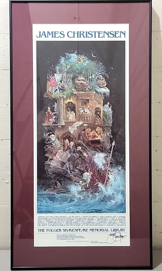 James Christensen Folger Shakespeare Memorial Library Framed Poster Print: 21x40x1 5lb attention – shipping artwork is very expensive. The shipping price shown in the listing is the liveshipping service by liveauctioneers. We offer our own in-house shipping as well whi