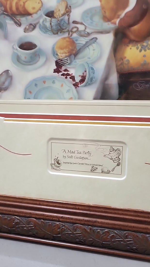 Scott Gustafson Alice In Wonderland A Mad Tea Party Framed Signed Le Print Coa - 3