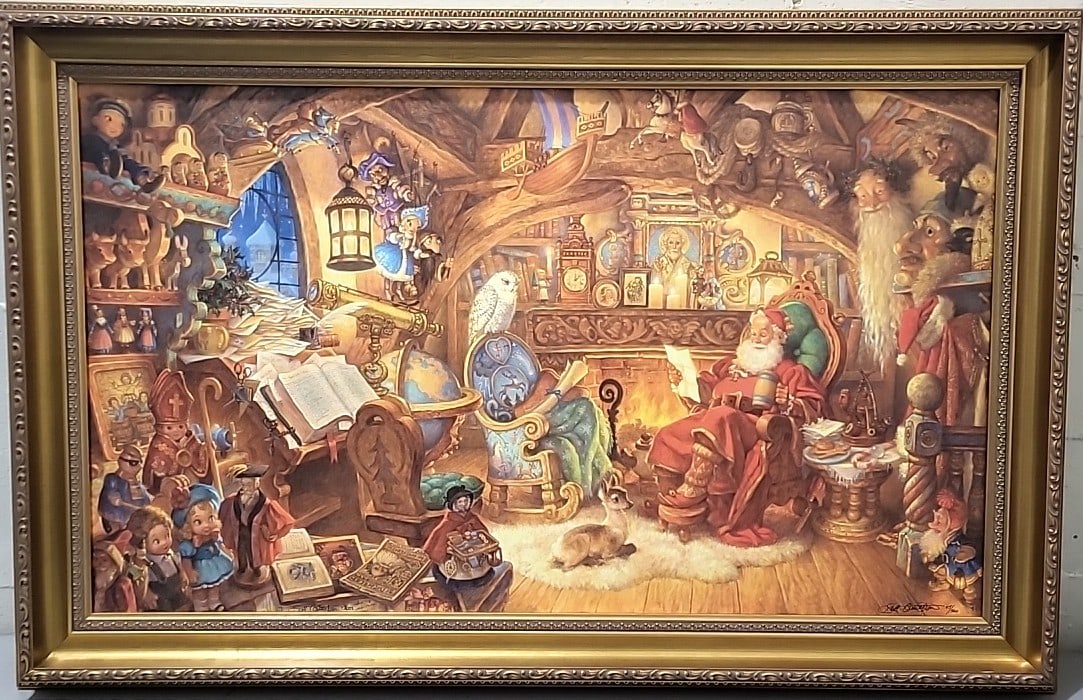 Scott Gustafson St. Nicholas In His Study Signed Numbered Framed Canvas Print 45/500: 36. 5x24x3 5lb attention – shipping artwork is very expensive. The shipping price shown in the listing is the liveshipping service by liveauctioneers. We offer our own in-house shipping as well