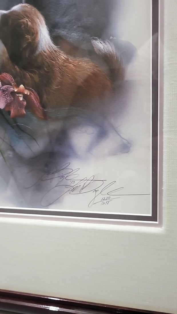 Lee Bogle Sugar Spice And Puppy Dog Tails Signed Numbered Framed Art Print Sleeping Baby With Pup... - 2