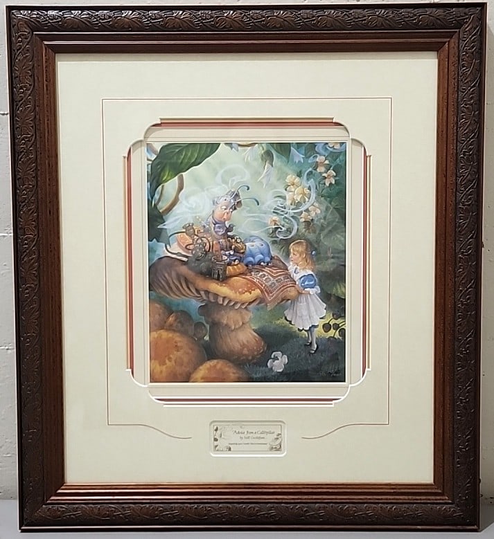 Scott Gustafson Advice From A Caterpillar Alice In Wonderland Signed Numbered Framed Print: 21x23. 5x1 5lb attention – shipping artwork is very expensive. The shipping price shown in the listing is the liveshipping service by liveauctioneers. We offer our own in-house shipping as well 