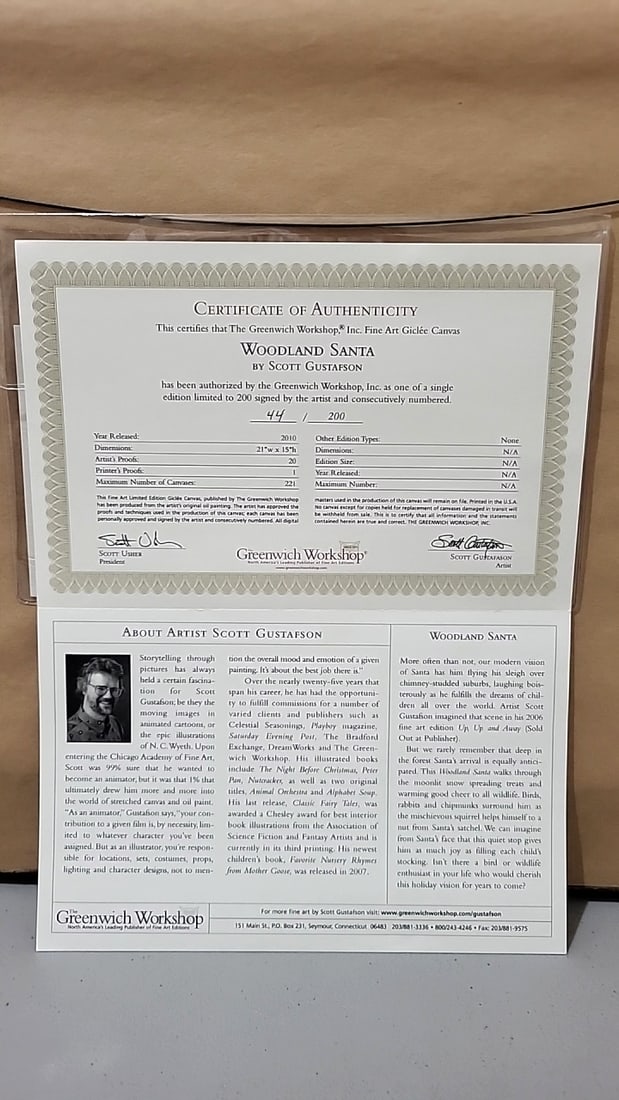 Greenwich Workshop Woodland Santa Scott Gustafson Signed Giclee Canvas 44/200 Framed - 4