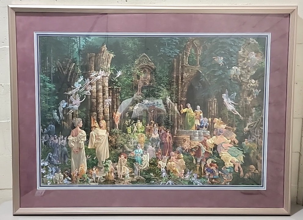James C. Christensen Court Of The Faeries Framed Fantasy Fairy Woodland Ruins Art Print With Burg...: 40. 5x30. 5x1 10lb attention – shipping artwork is very expensive. The shipping price shown in the listing is the liveshipping service by liveauctioneers. We offer our own in-house shipping as