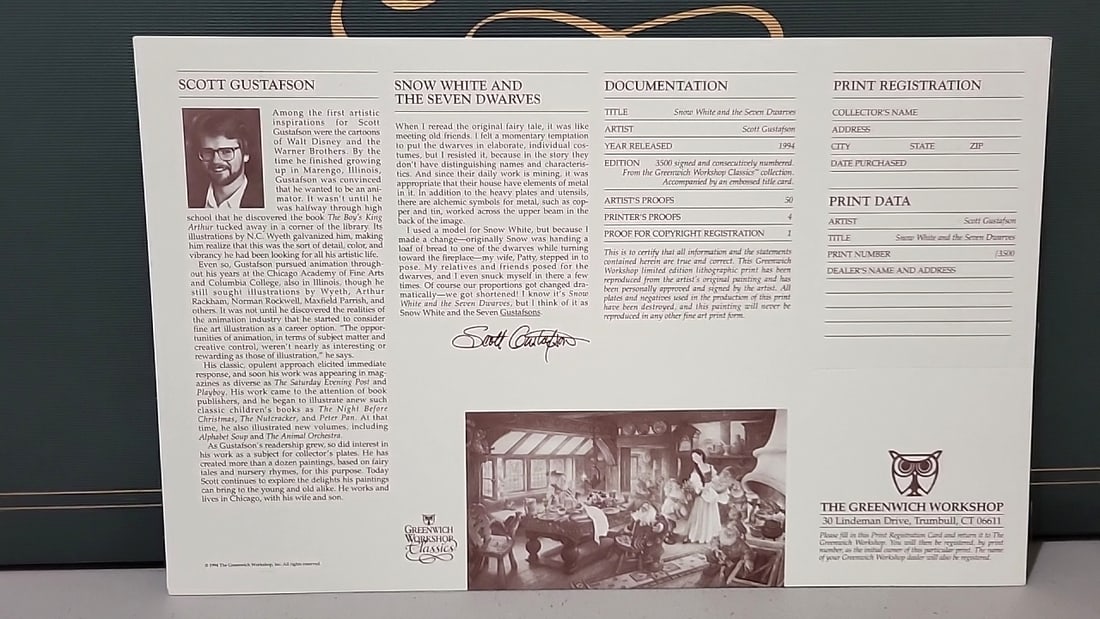 Greenwich Workshop Classics Scott Gustafson Snow White And The Seven Dwarves Framed Print - 6