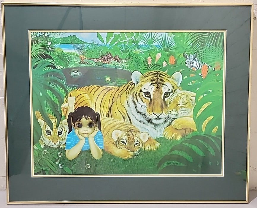 Signed Margaret Keane Paradise Found Limited Edition Lithograph Framed With Coa: 30. 5x25x1 5lb attention – shipping artwork is very expensive. The shipping price shown in the listing is the liveshipping service by liveauctioneers. We offer our own in-house shipping as well 