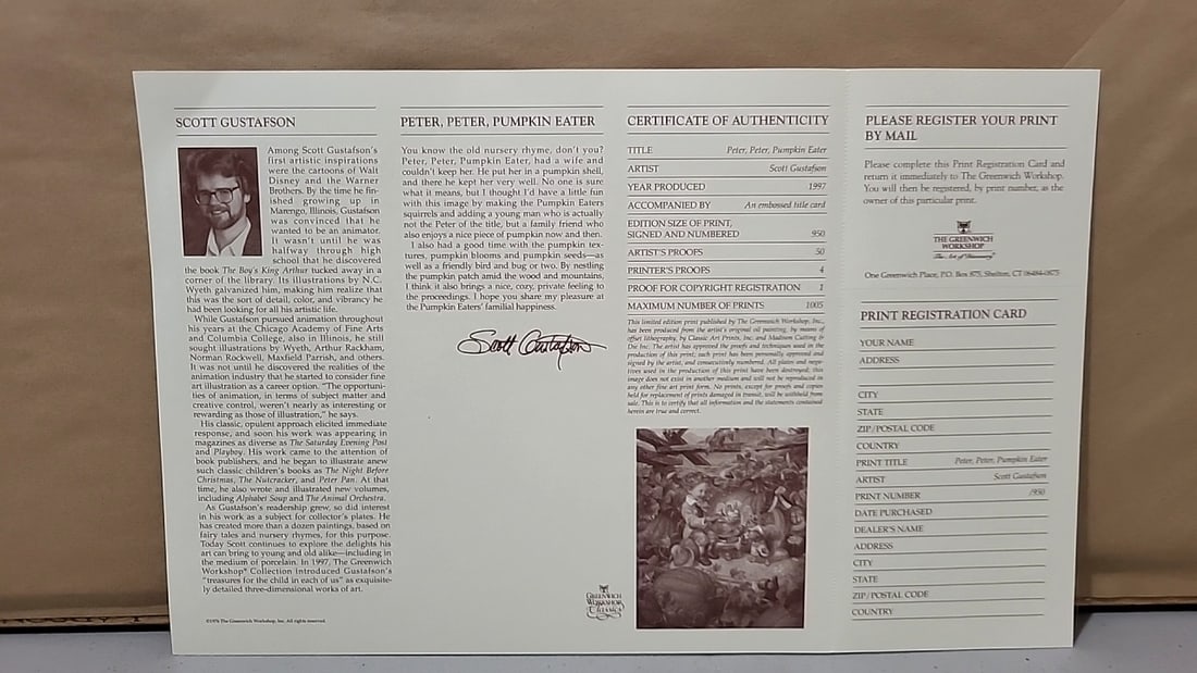 Scott Gustafson Peter, Peter Pumpkin Eater Greenwich Workshop Signed Numbered Framed Print - 5