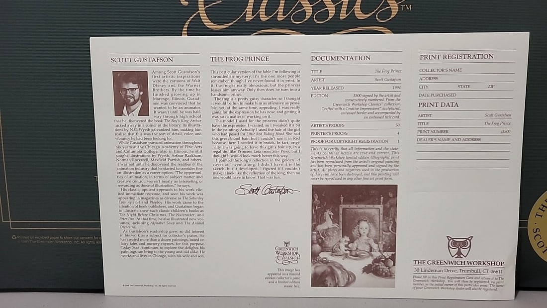 Greenwich Workshop Classics Scott Gustafson The Frog Prince Signed Framed Print - 5
