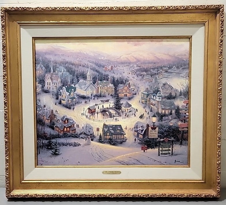 Thomas Kinkade St. Nicholas Circle Framed Limited Edition Ap Canvas Print With Coa: 33. 5x29. 5x3 5lb attention – shipping artwork is very expensive. The shipping price shown in the listing is the liveshipping service by liveauctioneers. We offer our own in-house shipping as we