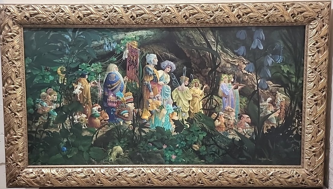Greenwich Workshop James C. Christensen The Royal Processional Framed Gicle Canvas: 51. 5x29. 5x4 10lb attention – shipping artwork is very expensive. The shipping price shown in the listing is the liveshipping service by liveauctioneers. We offer our own in-house shipping as