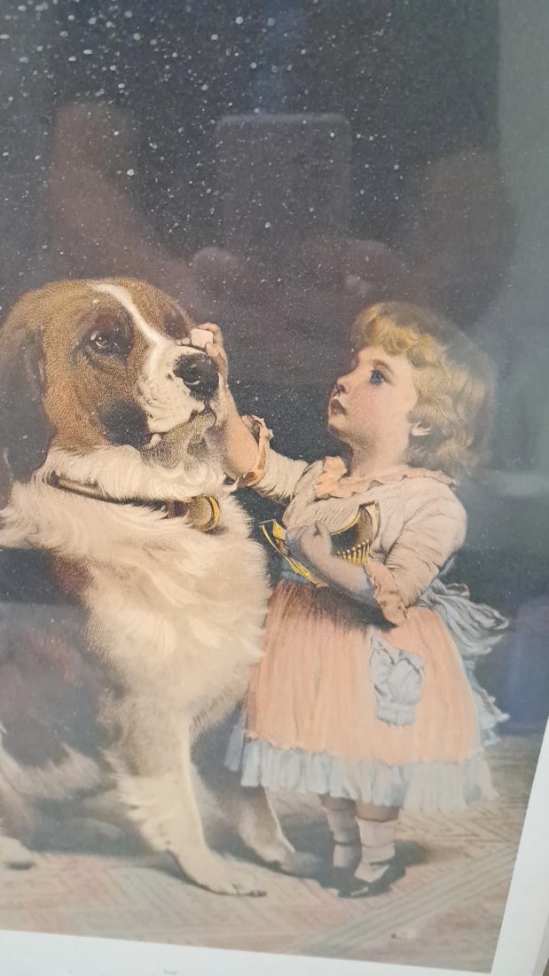 Antique Classic Prints 1983 "trust" Child And St. Bernard Dog Art Print - 2